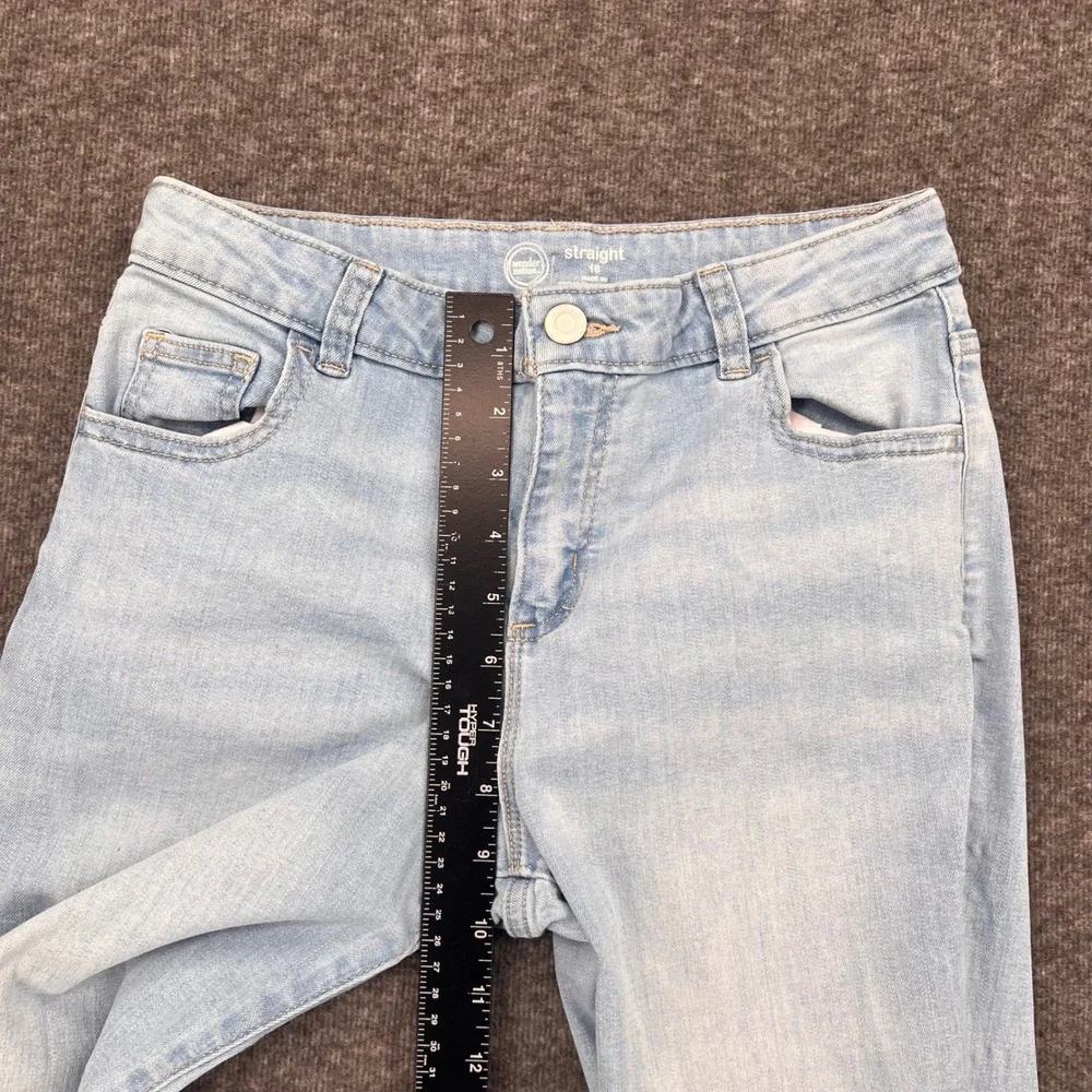Wonder Nation Girls Straight Leg Jeans Light Wash Blue Size 16 Stretch Denim